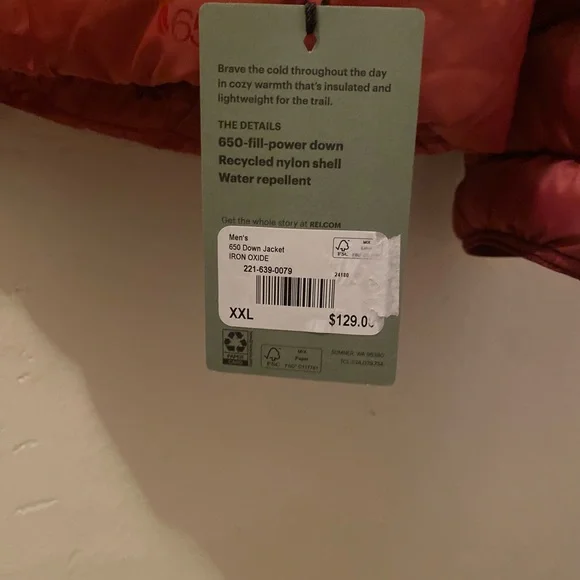 REI Men's Rust Puffer Jacket- special edition - Picture 5 of 5